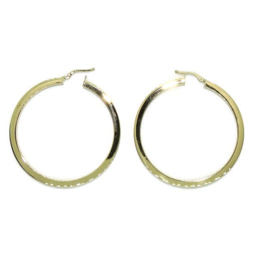 Pendientes aros de oro amarillo de 18k brillo de tubo cuadrado de 3.00 mm de ancho por 3.60cm de diámetro exterior - Imagen 4