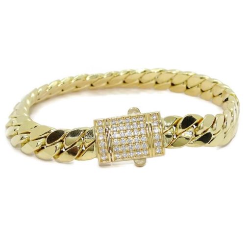 Elegante pulsera para hombre de oro amarillo de 18k de 22.00 cm de larga y 1.00 cm de ancha, modelo cubana. 23.25 gr de oro de 18k - Imagen 6