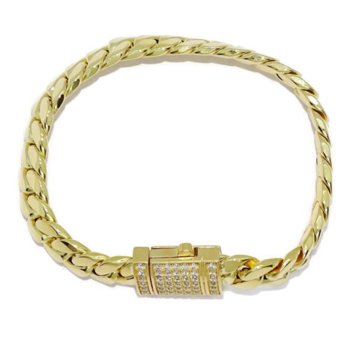 Elegante pulsera para hombre de oro amarillo de 18k de 22.00 cm de larga y 1.00 cm de ancha, modelo cubana. 23.25 gr de oro de 18k - Imagen 5