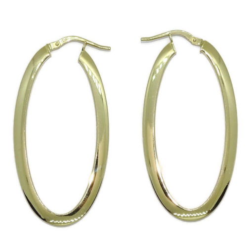 Originales pendientes tipo aros de oro amarillo de 18k de tubo plano, medianos. - Imagen 8