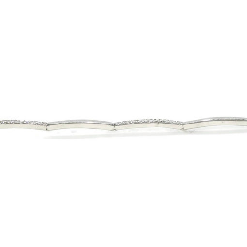 Pulsera de oro blanco de 18k para mujer de eslabones rígidos con 45 circonitas. Tamaño, 18.00 cm larga. - Imagen 5