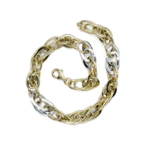 Pulsera de Oro amarillo y oro blanco de 18k con eslabones ovalados para mujer. 8.00 mm de ancho - Imagen 9