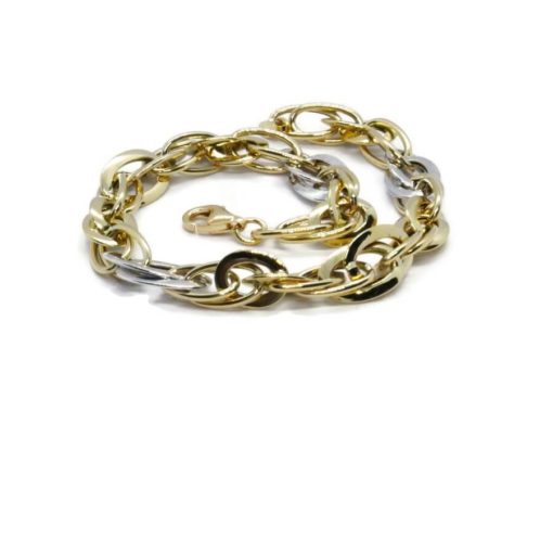 Pulsera de Oro amarillo y oro blanco de 18k con eslabones ovalados para mujer. 8.00 mm de ancho - Imagen 8