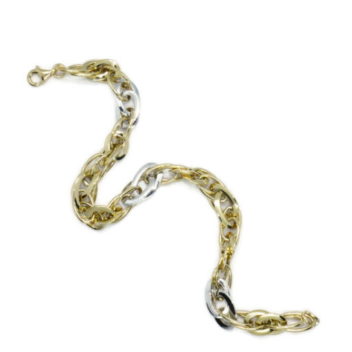 Pulsera de Oro amarillo y oro blanco de 18k con eslabones ovalados para mujer. 8.00 mm de ancho - Imagen 5