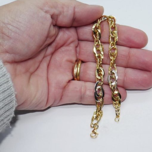 Pulsera de Oro amarillo y oro blanco de 18k con eslabones ovalados para mujer. 8.00 mm de ancho - Imagen 3